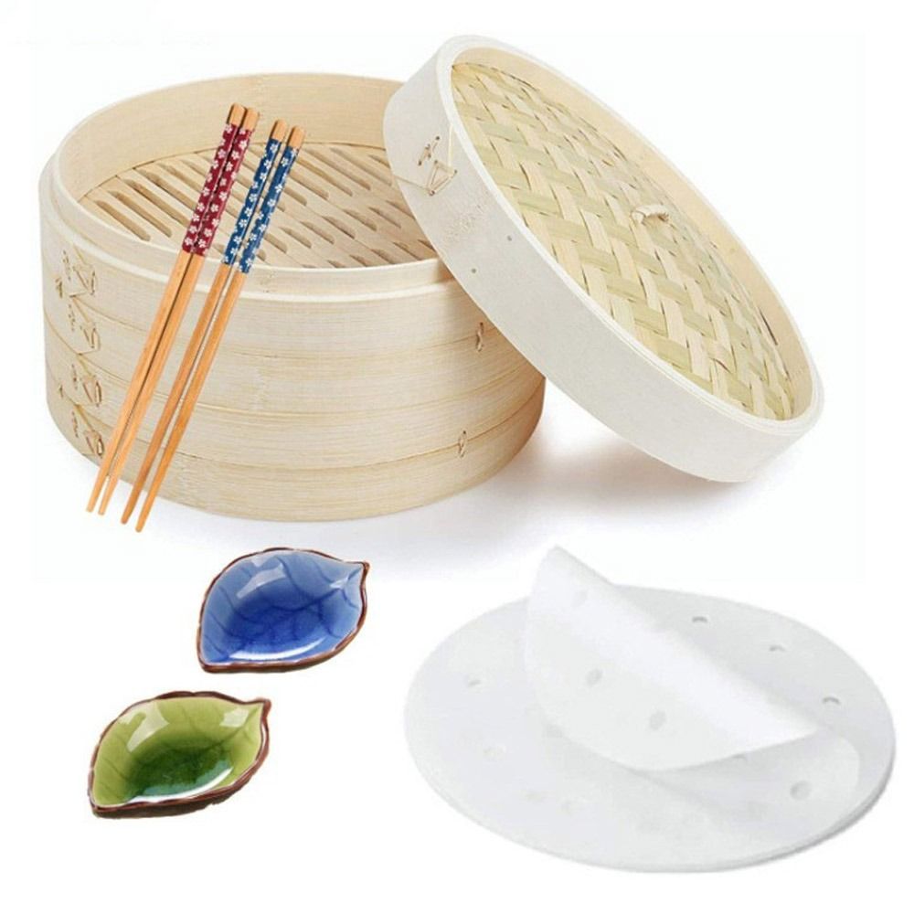Bao Steamer Bamboo - قدر بخاري صيني من الخيزران مع
