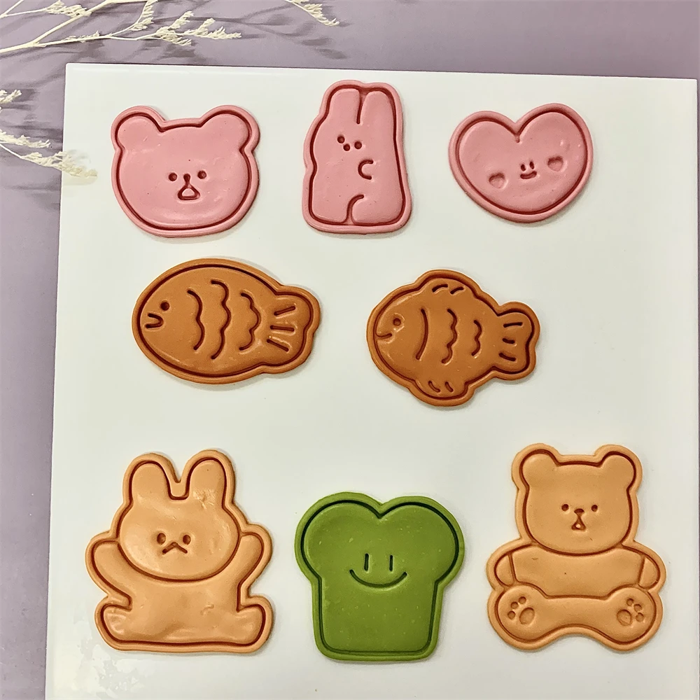 Bunny Cake Mold - لطيف الحيوان كوكي النقش ختم الأسماك