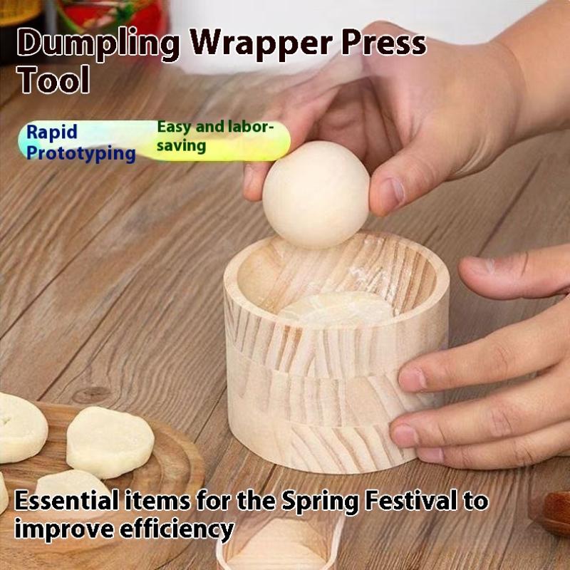 Dumpling Press Set - مجموعة واحدة من صانعة الزلابية الخشبية