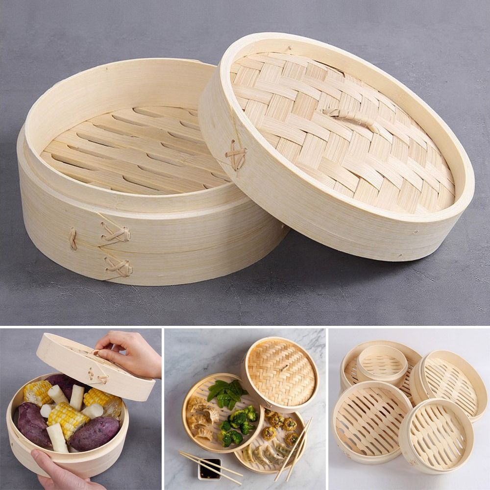Bao Steamer Bamboo - قدر بخاري صيني من الخيزران مع