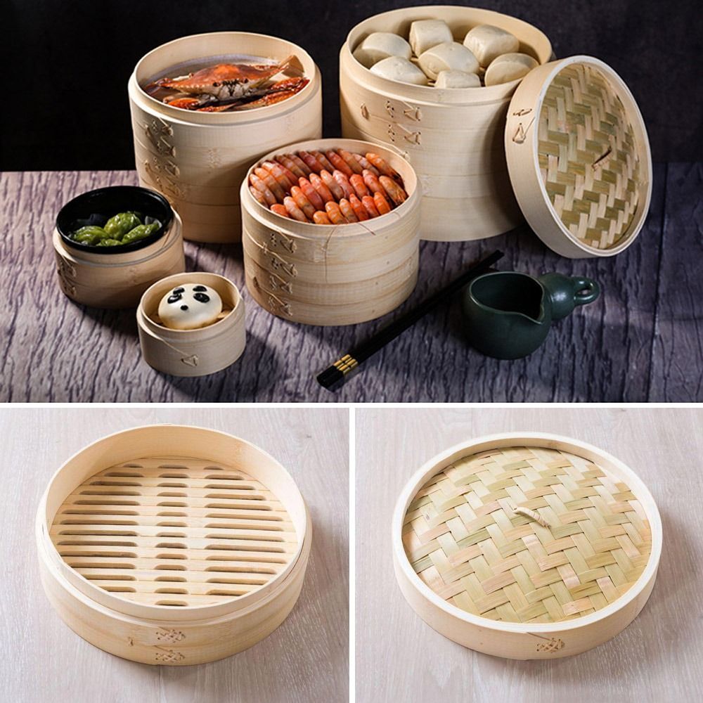 Bao Steamer Bamboo - باخرة صينية الخيزران باخرة مع غطاء