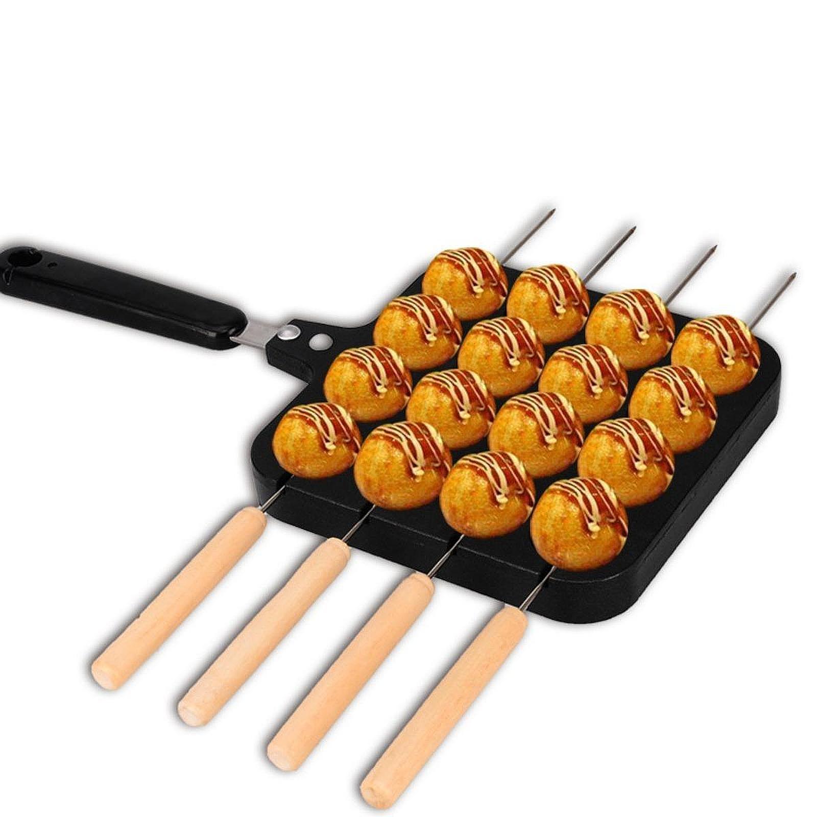Takoyaki Grill Plate - مقلاة تاكوياكي للشوي مع شوكات، مقلاة