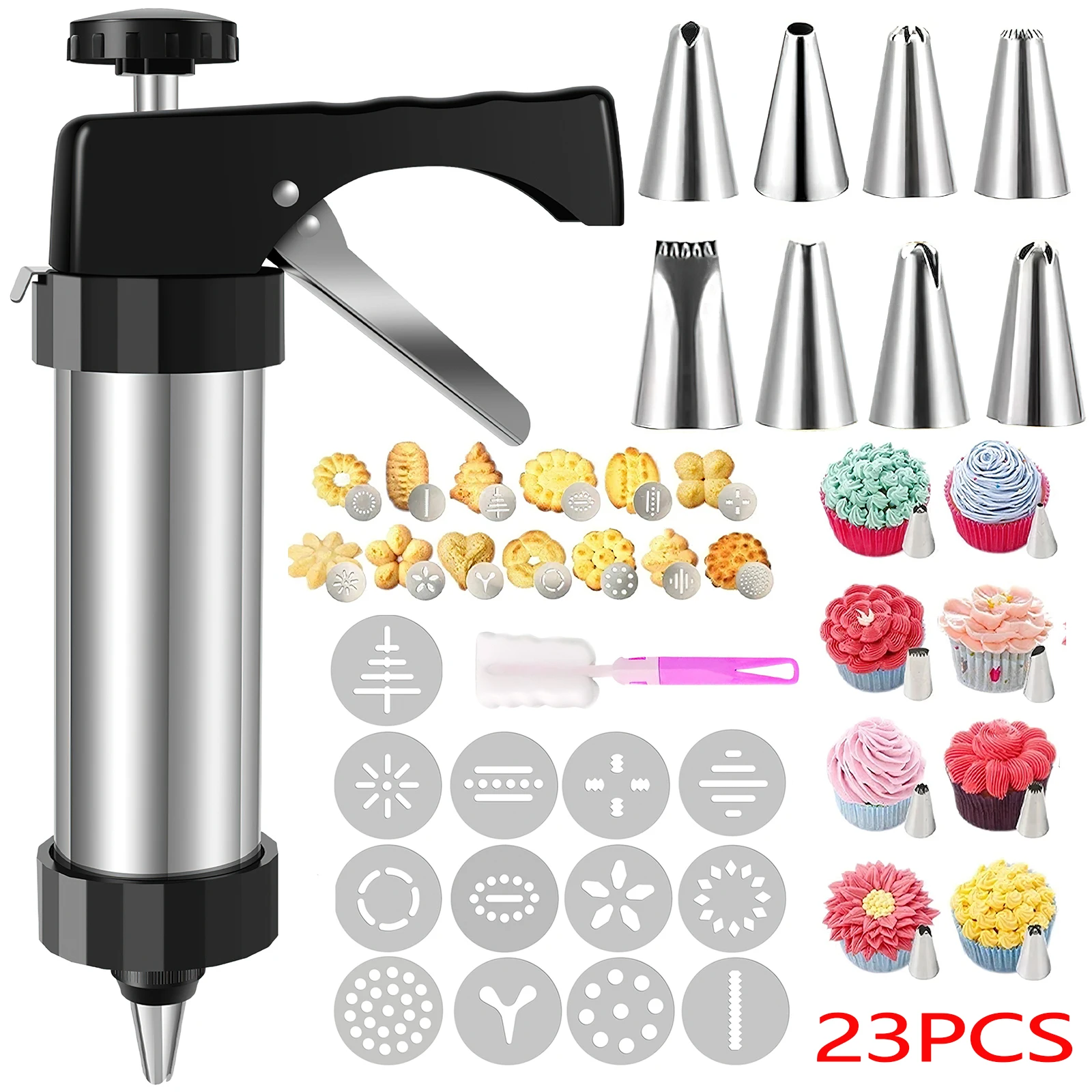 Churros Maker Gun - مجموعة مسدس ضغط الكوكيز ورؤوسه لعيد