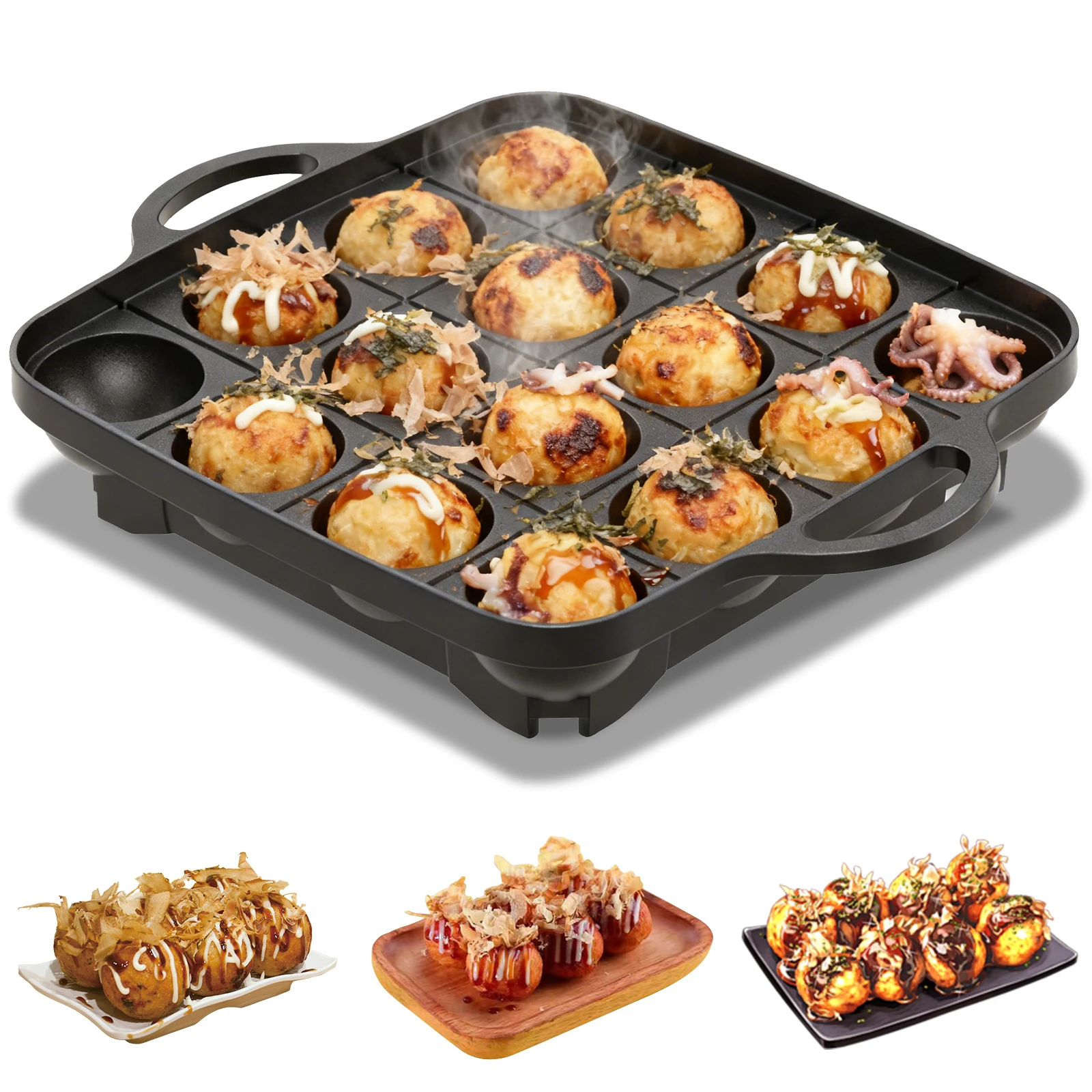 مقلاة تاكوياكي بـ 16 فتحة مصنو - مراجعة Takoyaki Grill Plate وسعره