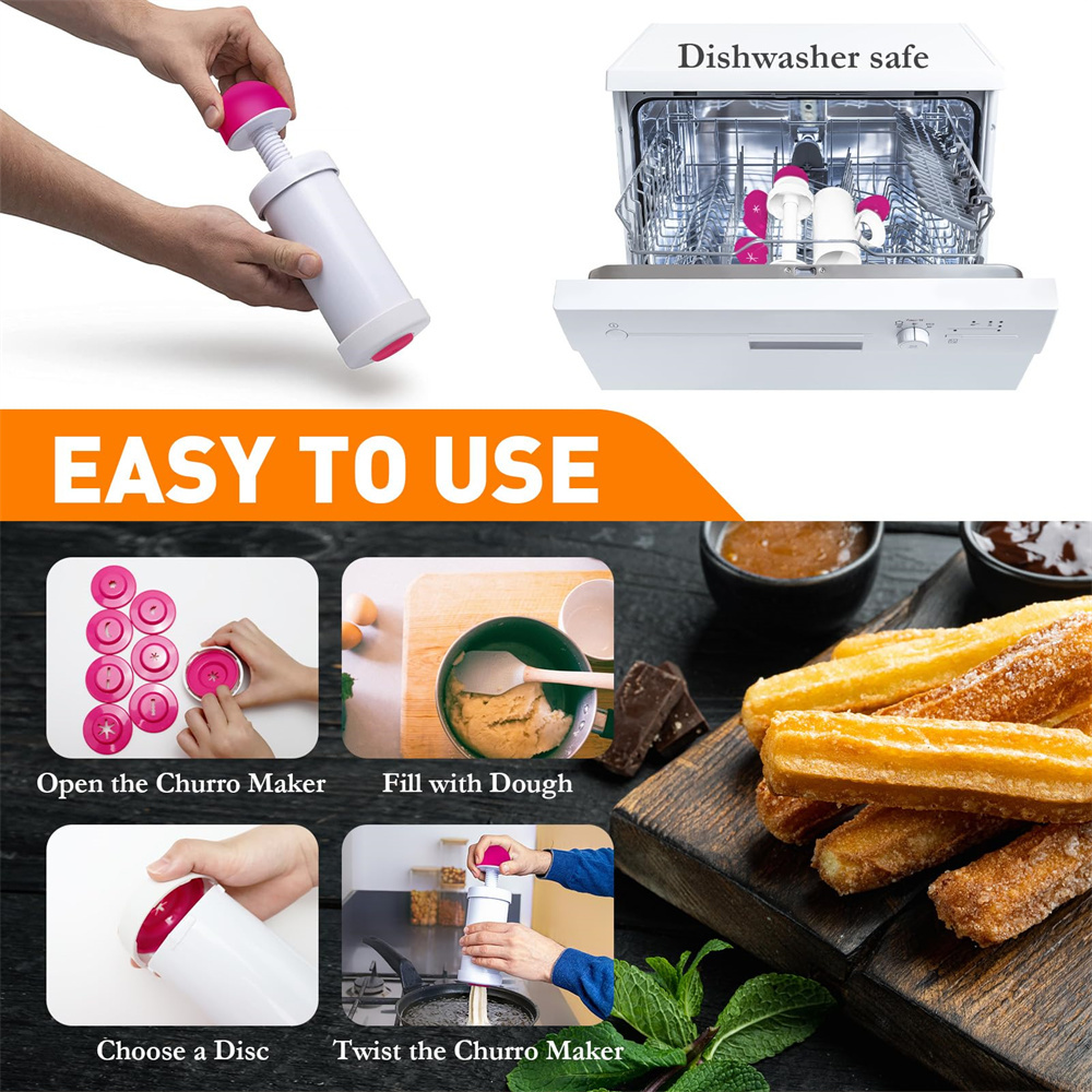 1 قطعة DIY دليل كوكي الصحافة ص - مراجعة Churros Maker Gun وسعره