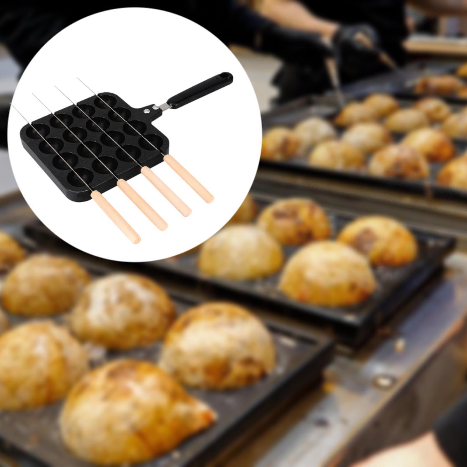 مقلاة تاكوياكي للشوي مع شوكات، - مراجعة Takoyaki Grill Plate وسعره